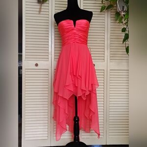 Arden B Pink Strapless High Low Prom Dress